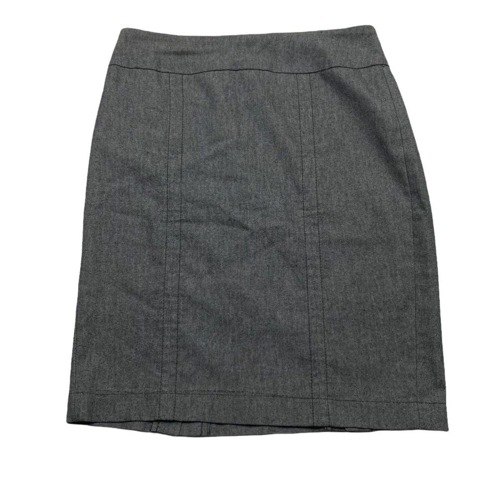 Renuar Stretch Pencil Skirt Pull-On Double Split Elastic Waist Gray Womens 4